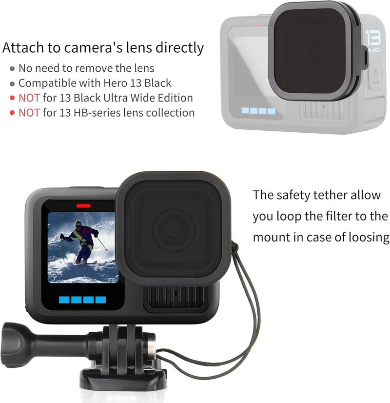 SOONSUN 6-Pack Lens Filter Set for GoPro Hero 13 Black - (ND8, ND16, ND32, CPL, Red, Magenta) Neutral Density, Circular Polarizer & Snorkeling Filters for Outdoor Photography & Video Shooting - Image 3